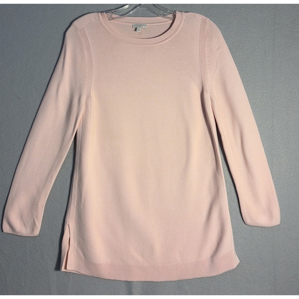 Talbots Sz M Ribbed Knit Stretchy Long Sleeve Tunic Sweater Preppy Pastel Soft